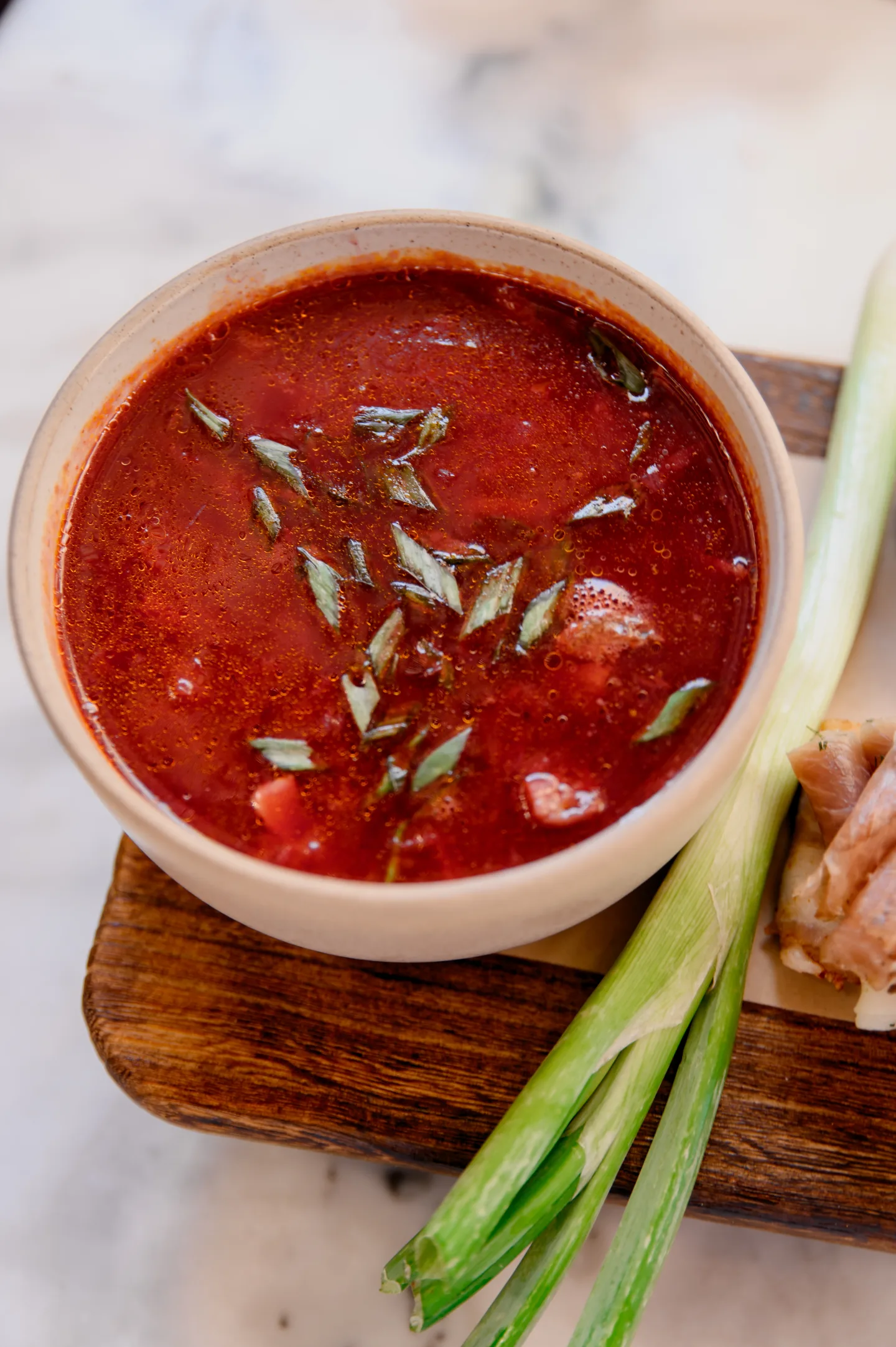 Legendary Borsch with Lard and Garlic Croutons 